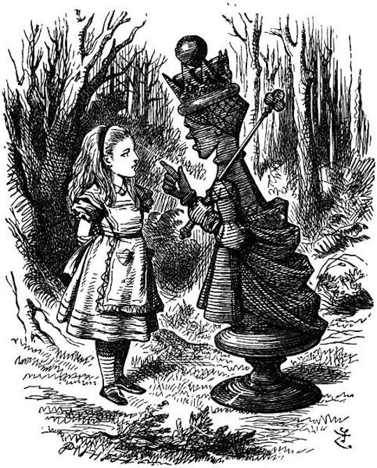 Alicia y la Reina Roja. Ilustración de John Tenniel (1871).